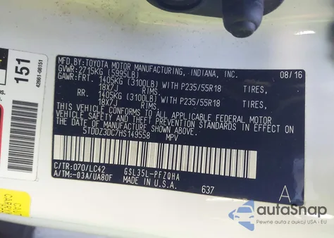 2017 Toyota Sienna Xle Premium 7 Passenger from USA, damaged, VIN 5TDDZ3DC7HS149558